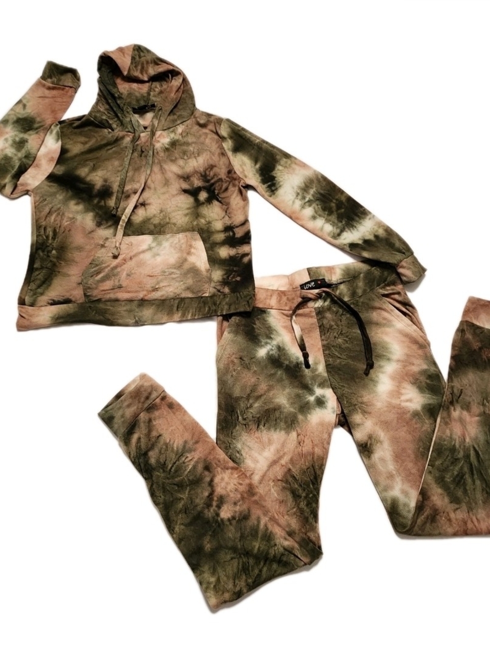 Pajama Set Women’s Large Tye-Dye Camo Hoodie & Jogger Pant Festival Matching Set